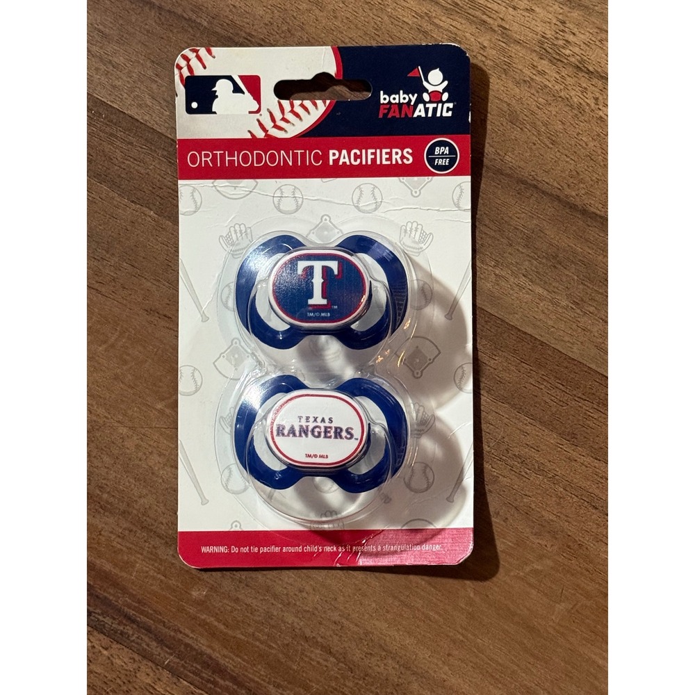 MLB Texas Rangers Baby Fanatic Orthodontic Pacifiers 2-Pack BPA Free New
